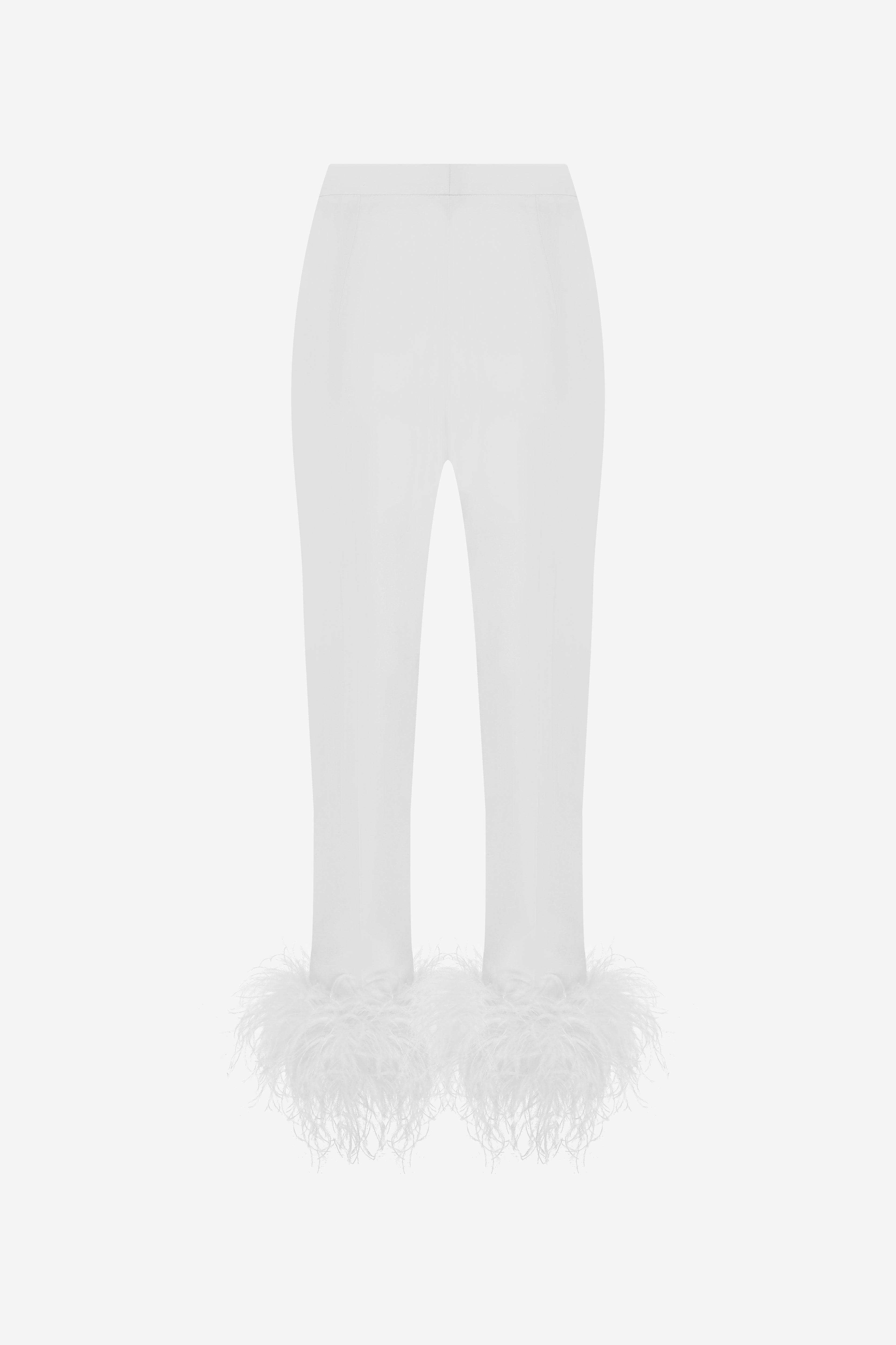 RENETA-TROUSERS WITH OSTRICH FEATHERS