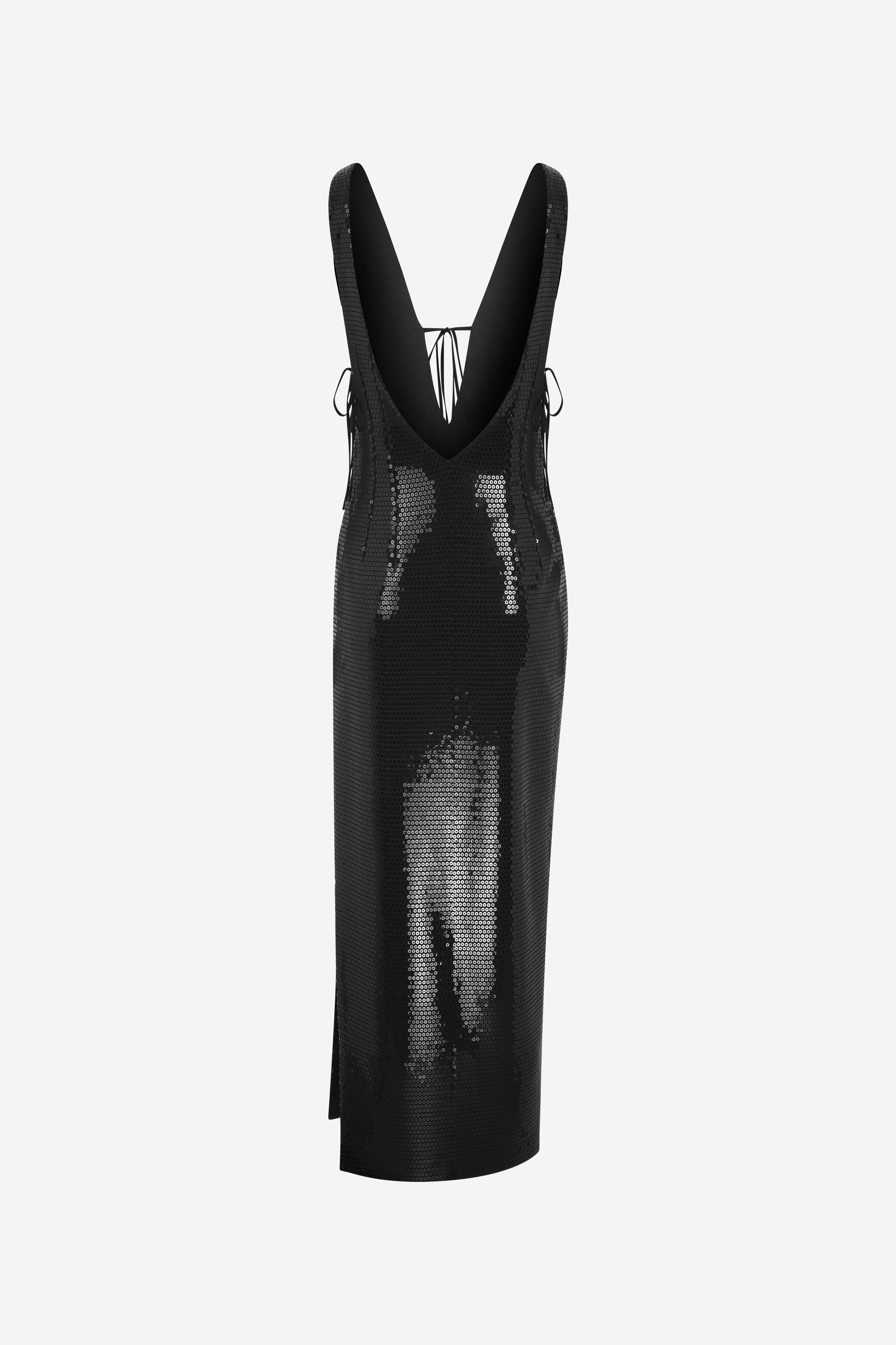 Stevie - V Neck Midi Sequin Dress