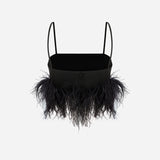 Till - Feather Trimmed Crop Top