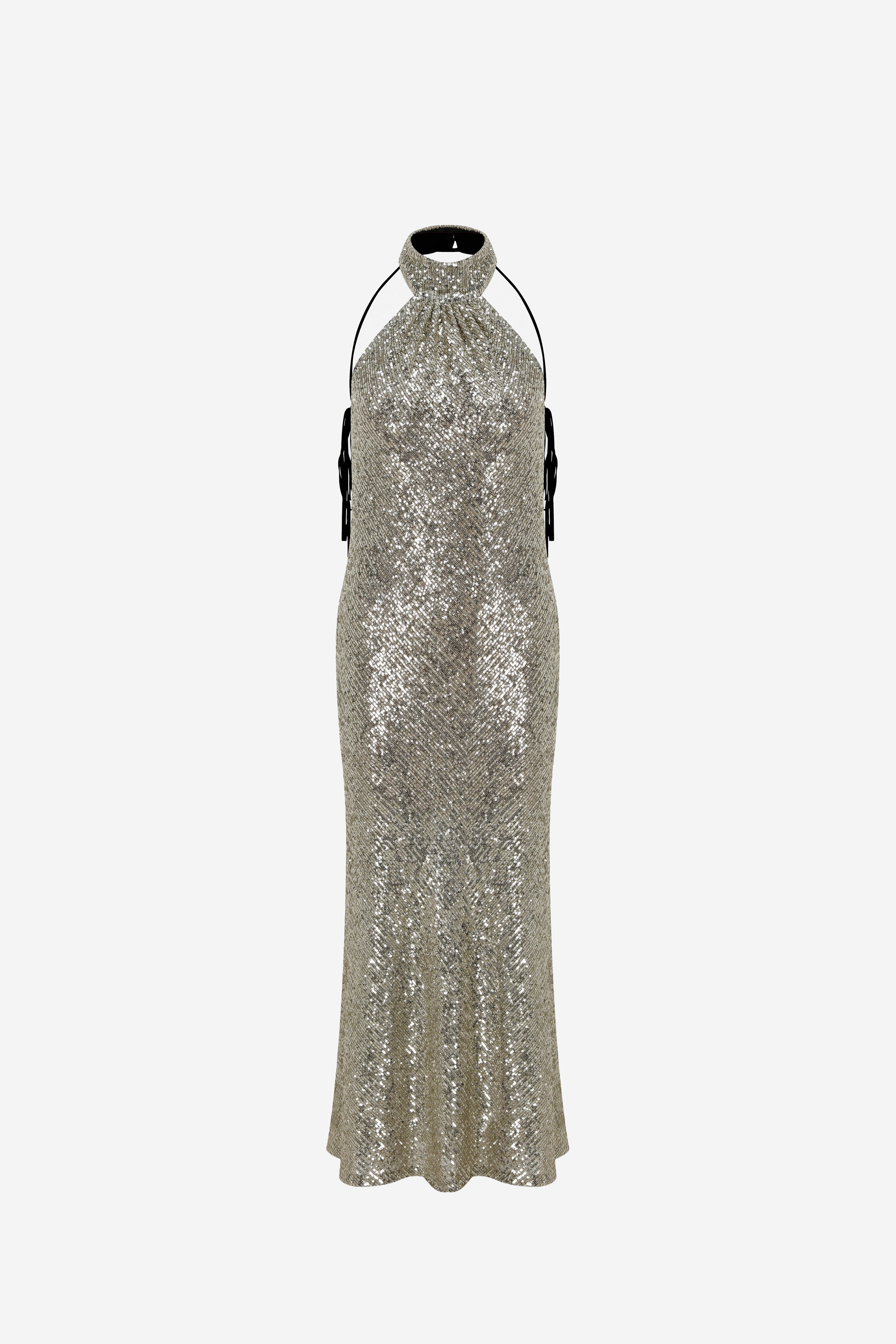 VENUS - OPEN BACK BIAS CUT SEQUIN DRESS