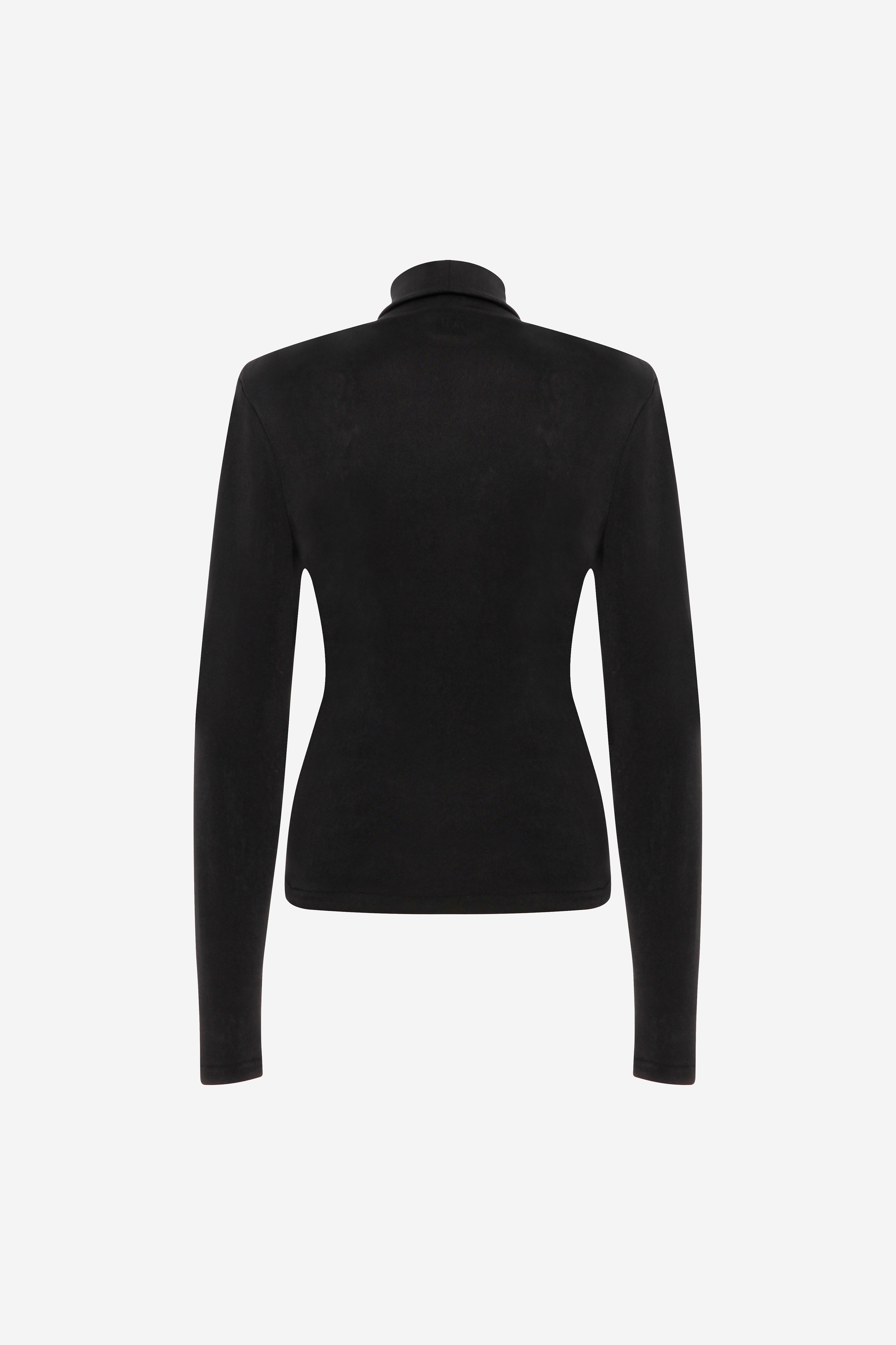 VIA - TURTLE NECK JERSEY TOP WITH SHOULDER PADS